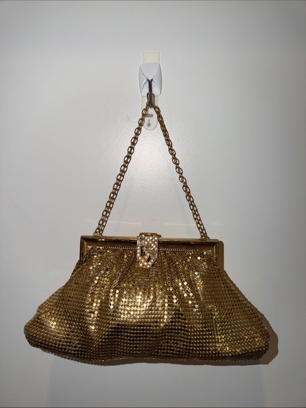Whiting & Davis Gold Mesh Chain-Handle Evening Clutch